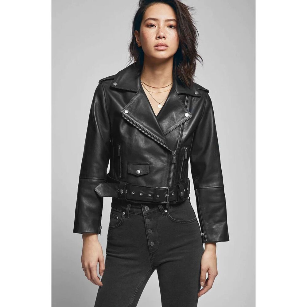 NWT Anine Bing Remy Leather Moto Jacket Calf Leather